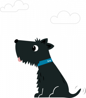 Hawthorne Residential Partners mascot dog with clouds